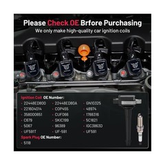 BDFHYK 4 Ignition Coil Pack UF591 and 4 Iridium Spark Plug 5118 Com… Fast Ship
