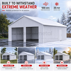 45′ x 25′ x 14′ Outdoor Storage Shed Reinforced Steel Structure Barn Car Garage
