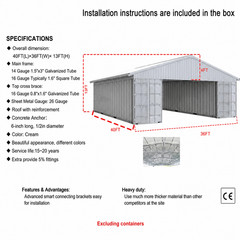 40x36x13′ Shipping Container Roof Kit Heavy Duty Steel Shelter No Containers
