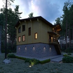 MODERN LOG HOUSE KIT #LH-190 ECO FRIENDLY WOOD PREFAB DIY BUILDING CABIN HOME