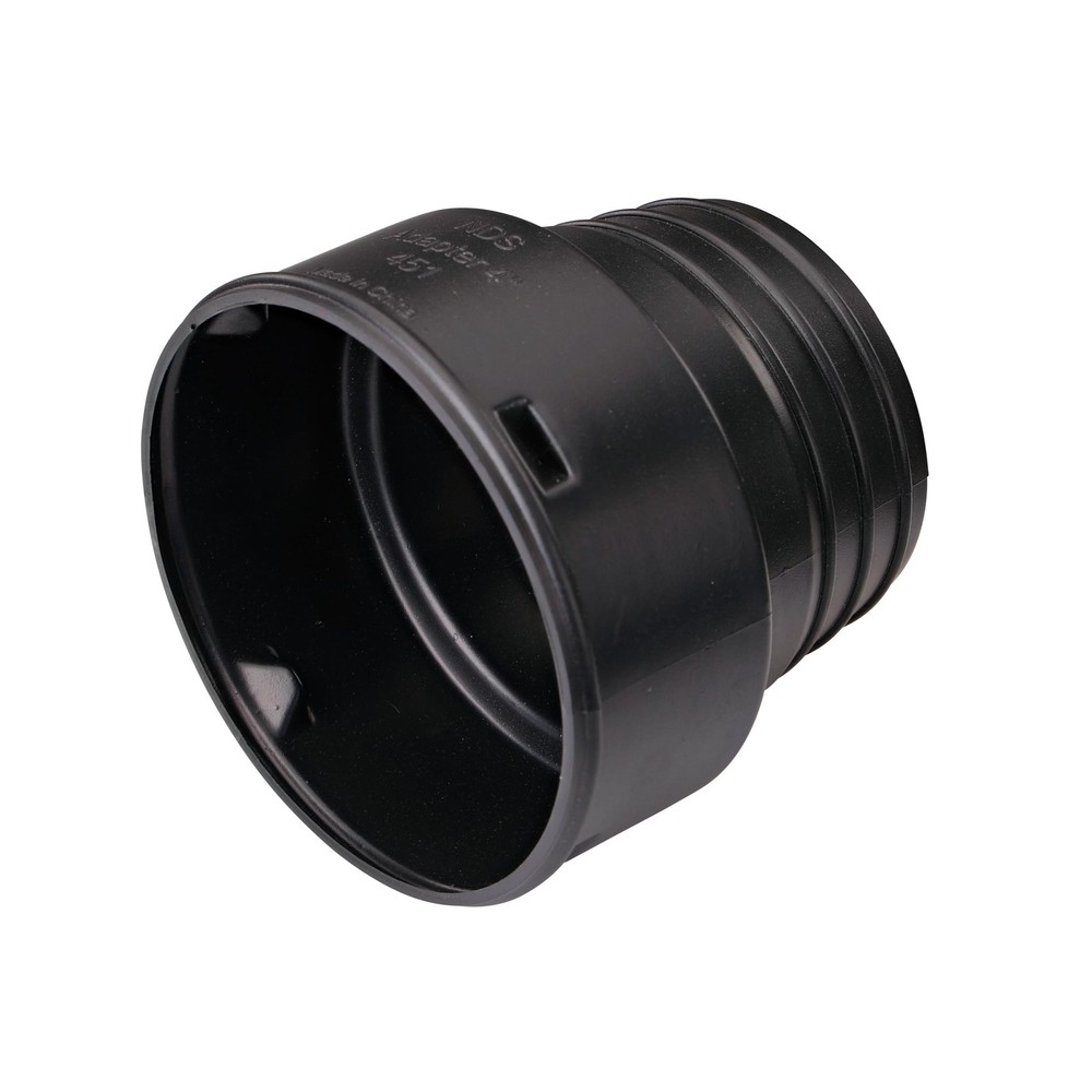 NDS 451 HDPE Corrugated Adapter, 4-Inch, for Spigot X 4 inch 4 Inch, Black