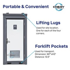 Bastone Portable Restroom w/ Sink, Flush Toilet & Vent Fan for Outdoor Use