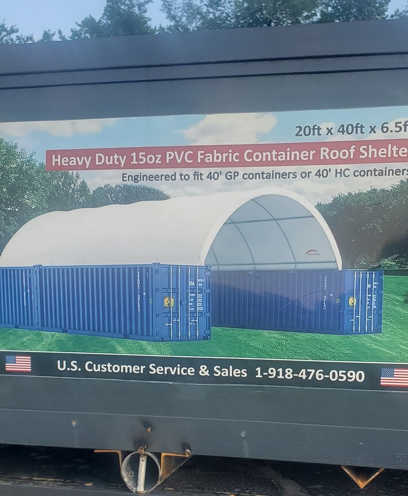 20’x40′ (15 oz PVC) Upgraded Shipping CONTAINER MOUNTED Fabric canvas Shelter