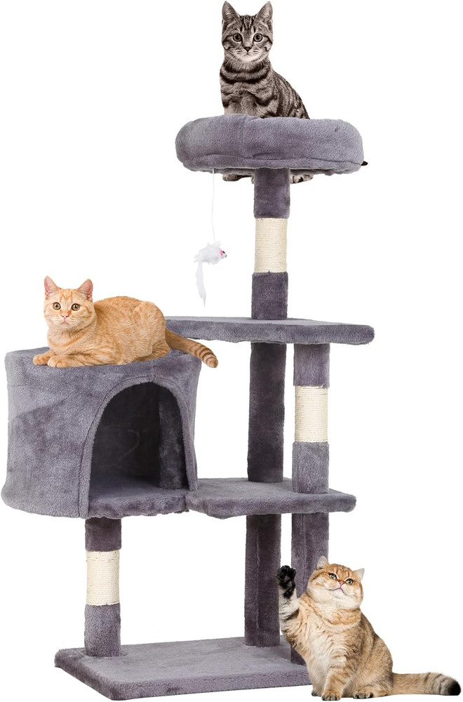 | 36″ Cat Tree Tower | Light Gray | Multi-Level Indoor Activity Center with Sisa