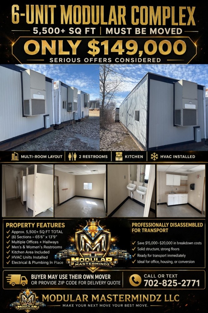 Modular Building 6-Plex Commercial Portable Office Trailer Mobile 5,445 SQ FT