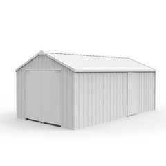 12’x20′ Prefabricated Steel Garage Shed,Heavy Duty Carport with Doors White KJ