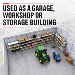 33FT x 25FT Metal Garage Barn – Reinforced Steel Structure with Dual Doors