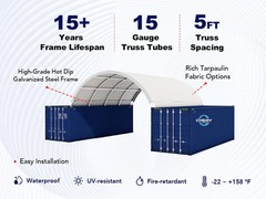 20’x40′ Shipping Container Canopy Shelter 11oz PE | Easy Install Complete Kit