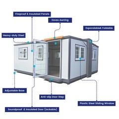 15x20x8FT Mobile Expandable Prefab House Prebuilt Home Portable Office