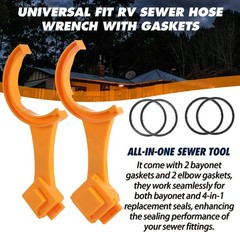TonGass (2-Pack, Orange Universal Fit RV Sewer Hose 2 Wrench+4 Gasket,