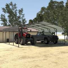 20×20 FT Heavy Duty Metal Carport Canopy for Cars, Trucks, Boats – Gray
