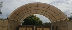 20×20 PVC Fabric conex container mounted shelter + High Cube Back Wall With Vent