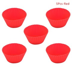 5Pcs Round Silicone Mold Cupcake Muffin Cup Baking Cookies Egg Tart Jelly Mold