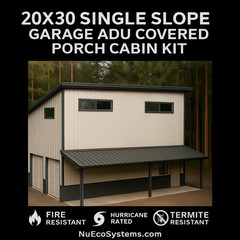 Affordable 22′ x 22′ Tall Lightweight Galvanized Steel Garage and Apartment Kit