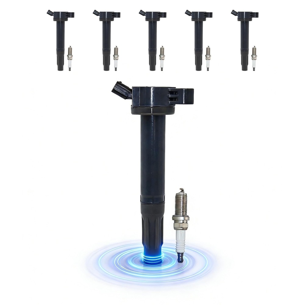 Set of 6 UF487 Ignition Coil Pack 6619 Double Iridium Spark Plug Fit for Toyo…