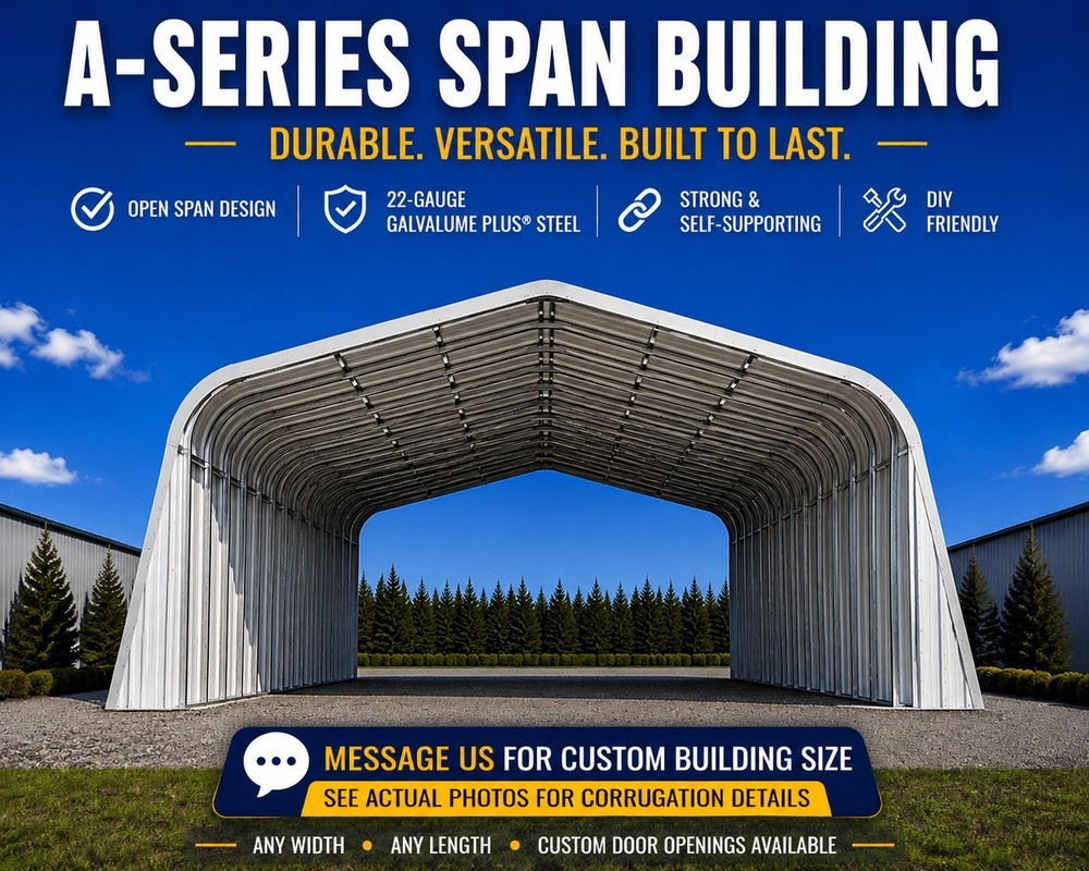 25x40x12 DuroSPAN DIY Steel Building Kit Home Workshop Open Ends Factory DiRECT