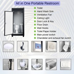 Bastone Mobile Toilet Outdoor Yard Unisex Single Portable Restroom w/Sink