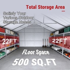 22′ x 23′ x 13′ Metal Car Garage/Outdoor Storage Shed Galvanized Steel Barn