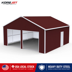 22′ x 23′ x 13′ Metal Car Garage/Outdoor Storage Shed Galvanized Steel Barn Red