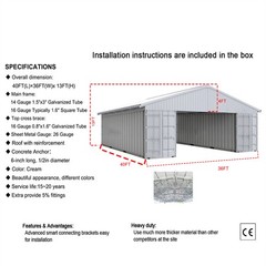 40’x36′ Shipping Container Roof Heavy Duty Steel Shelter Excluding Containers
