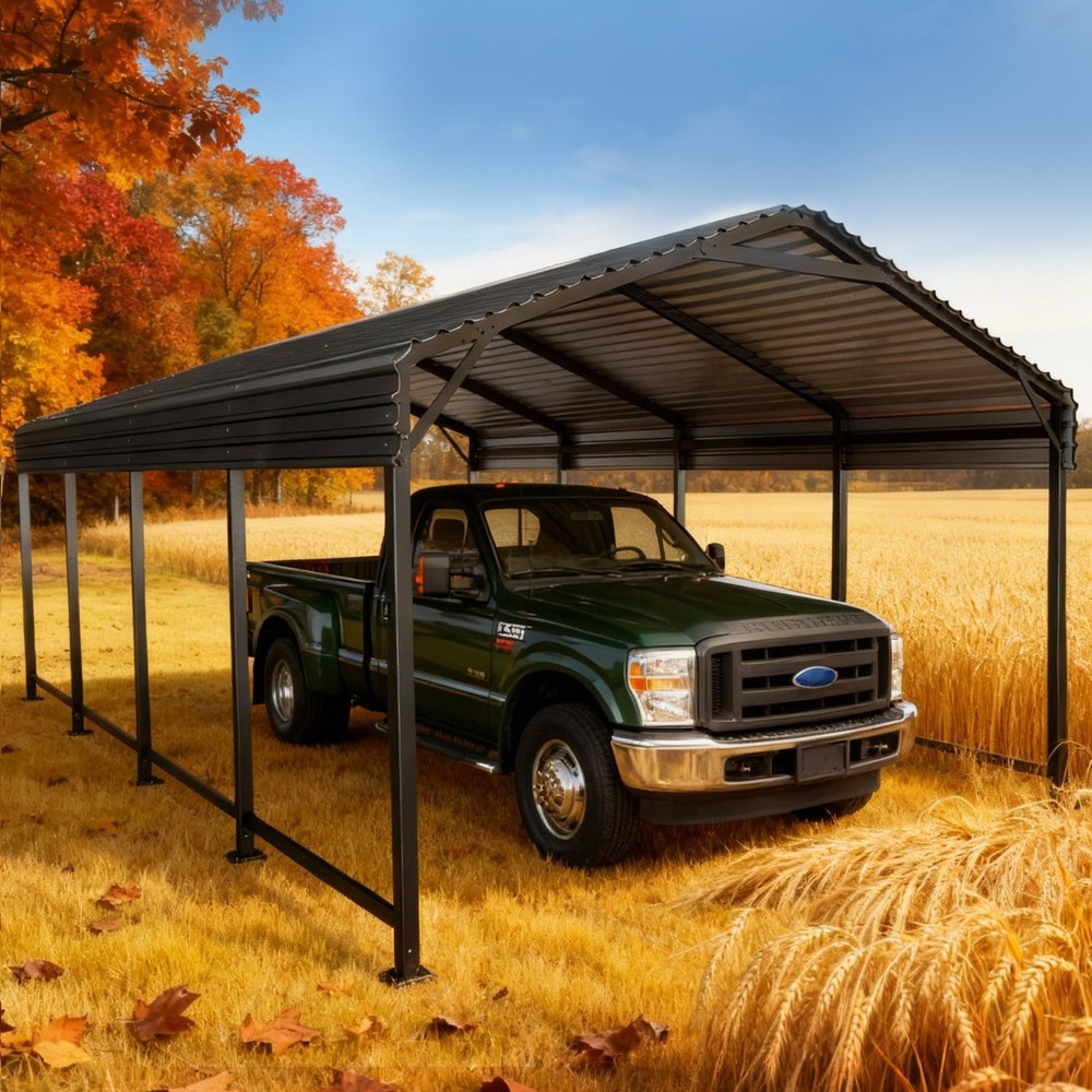 PABIMIA 12×20 FT Heavy-Duty Metal Carport, Outdoor Galvanized Steel Shelter