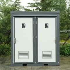 Bastone 2-Stall Portable Restroom w/ Sink for Construction Sites & Outdoor Event