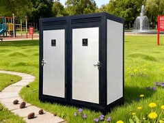 Bastone Dual Stall Portable Restroom Outdoor Mobile Toilet w/ 2 Sinks Bathroom
