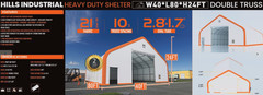 40x80x24 DUAL TRUSS *21oz PVC* Canvas Fabric Storage Building Shelter Barn Shop