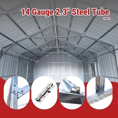 22FT x 23FT Double Garage Steel Barn Shed Cream Heavy Duty Metal Garage Shed