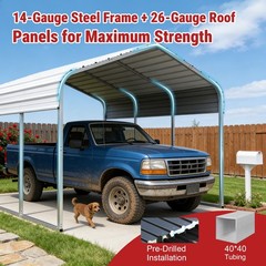 Heavy Duty 11×20 Ft Metal Carport Canopy with Reinforced Structure, White