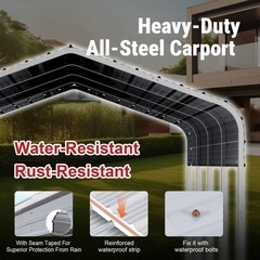 Heavy Duty 11×20 Ft Metal Carport Canopy with Reinforced Structure, White
