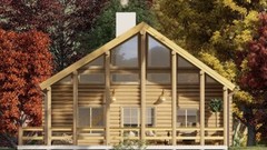 LOG CABIN HOME shell kit logs 1950 sq ft 32′ by 50′ with loft
