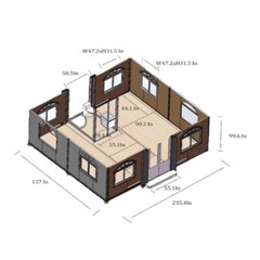 13X20ft Mobile Expandable Prefab House Tiny Home Modular House w/Bathroom Shower