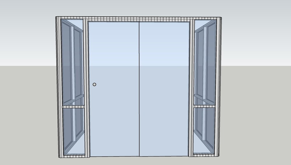CGP Single-Slide Door System, Glass Aluminum 3-Wall 9’x6’x6’x8′, Clear Anodized