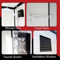Portable Restroom Mobile Toilet Cabin Outdoor Shower Room w/Sink&Ventilation Fan