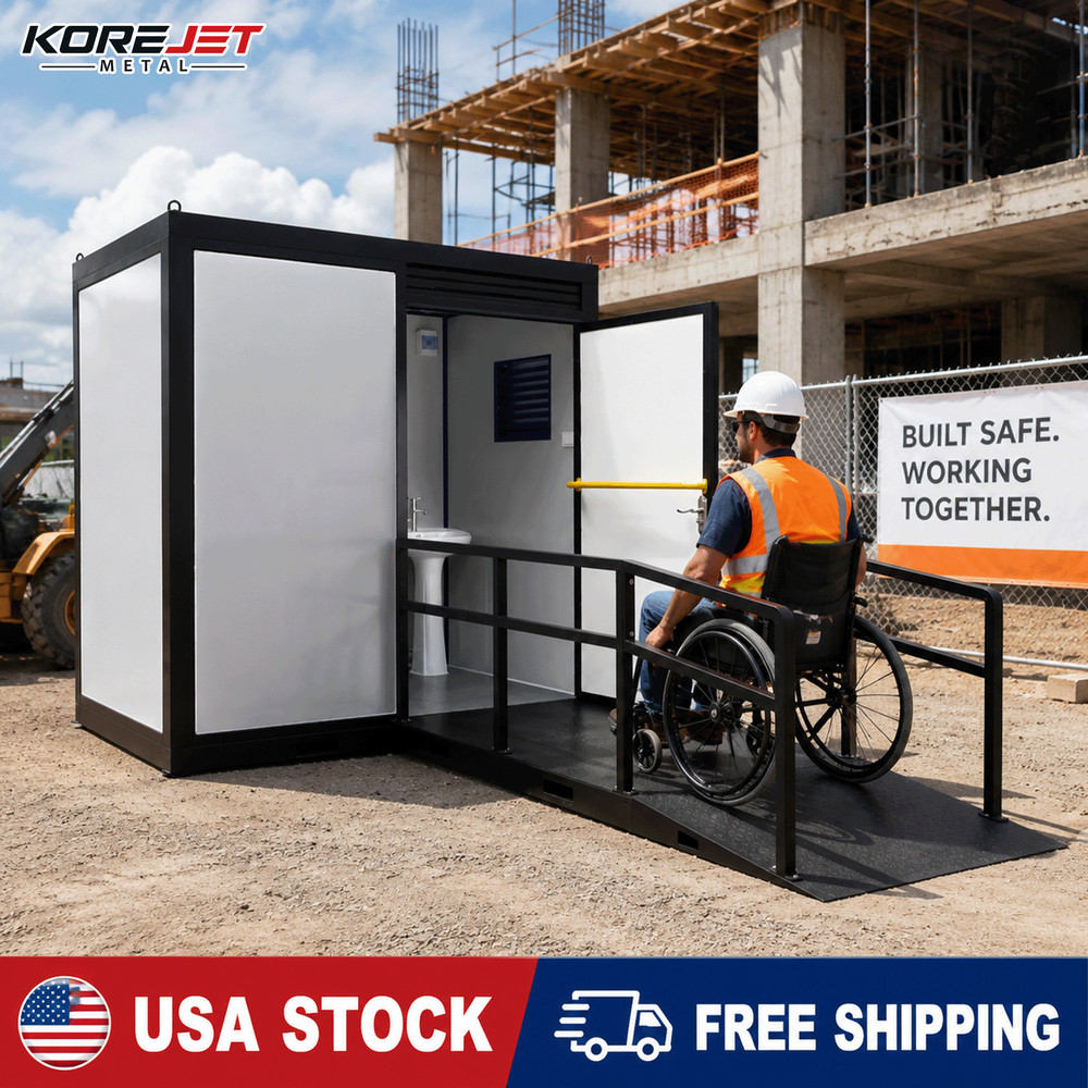 ADA Portable Restroom Handicap Accessible Toilet with Sink Light Vent Fan