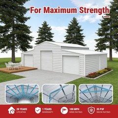 42’x30’x13′ Metal Garage Shed Barn Outdoor Storage Heavy Duty Galvanized Steel