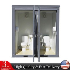 Bastone Dual Portable Restroom Mobile Toilet,2 Stall w/2 Sinks Toilets Bathroom