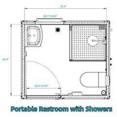 Bastone Private Toilet Stalls w/ Sink &Showers Mobile Toilet Portable Restrooms