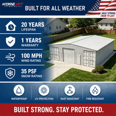 40 x 36FT Shipping Container Roof Kit Heavy Duty Steel Shelter with Roller Door