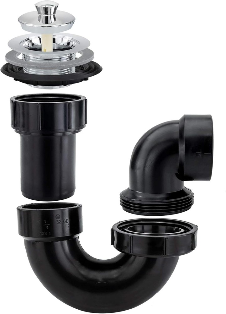 RecPro RV Shower Drain and Bathtub P Trap | Plumbing Black