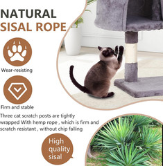 | 36″ Cat Tree Tower | Light Gray | Multi-Level Indoor Activity Center with Sisa