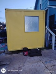 Yellow Modular Prefabricated Building, Modern Architecture, Metal Wood, Glass D…