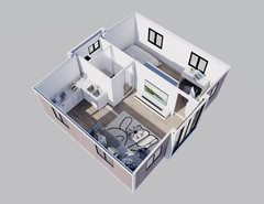Portable Prefabricated Tiny Home 19Ft X 20Ft, Mobile Expandable Prefab House