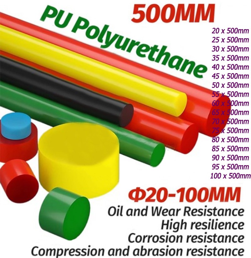 PU Polyurethane Solid Round Rod Bar Stick 20mm-100mm Elastic Shock Absorber