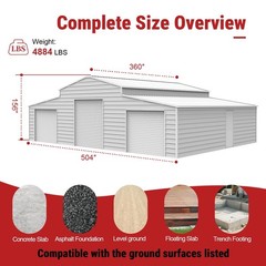 42’x30’x13′ Metal Garage Shed Barn Outdoor Storage Heavy Duty Galvanized Steel