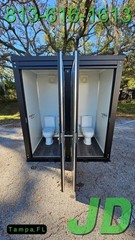 Premium All Steel Frame HD Portable Bathroom Restroom Double Stall Toilet New