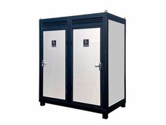 Outdoor Dual Restroom Portable Mobile Toilet w/ Sink & Vent Fan & LED Light