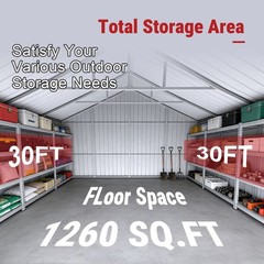 42’x30’x13′ Metal Garage Shed Barn Outdoor Storage Heavy Duty Galvanized Steel