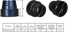 451 HDPE Corrugated Adapter 4-Inch for Sewer & Drain Pipe Connections Black